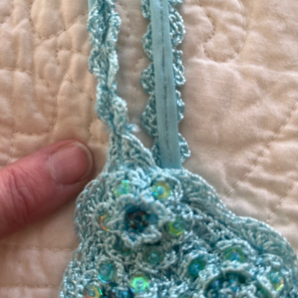 Janine Crochet and Lace Dress. Turquoise. Size M - Picture 5 of 16